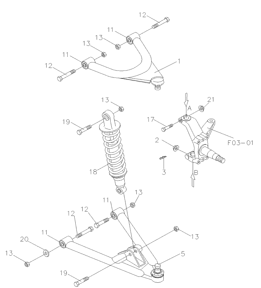 Querlenker und Federbein vorne
